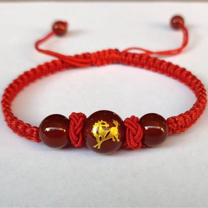 2026 Chinese New Year of Horse Bracelets for Women Men, 12 Chinese Zodiac Bracelet Good Luck Red String Animal Horse Charm Braided Bangle Adjustable Jewelry Gift - color: Circle-2pcs