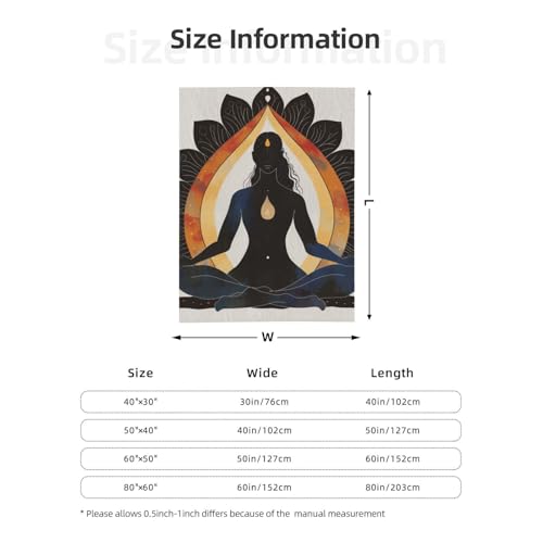 Yoga Meditation Prints Throw Blanket (280g Flannel) Anti-Pilling Warm Fuzzy Blankets for Bed Sofa Couch Travel 40x50 inch