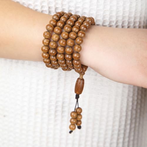 FAZOVIN 108 Beads 10 mm Mala Beads Bracelet for Men, Wutai Mountain Natural Wood Meditation Prayer Necklace