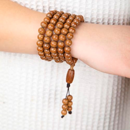 FAZOVIN 108 Beads 10 mm Mala Beads Bracelet for Men, Wutai Mountain Natural Wood Meditation Prayer Necklace