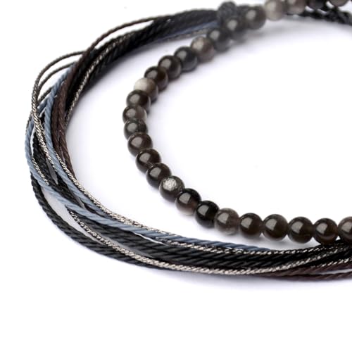 Mezcla Vida Natural Stone Beaded Bracelets for Men Women Unisex Adjustable Waterproof Rope Bracelets Set Valentine's Day Birthday Gifts for Boyfriend Husband Him