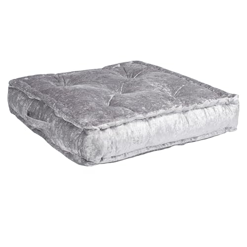 SAFAVIEH Home Collection Belia Silver 18-inch Square Tufted Floor Pillow with Insert - color: Silver, size: 18 x 18-Inch
