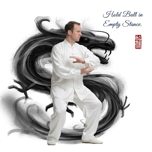 Tai Chi Motion Ceramic Sculpture - Handmade Jingdezhen Porcelain Statue, 7-Inch Abstract Yin Yang Zen Figurine for Home Office Desk Shelf Décor