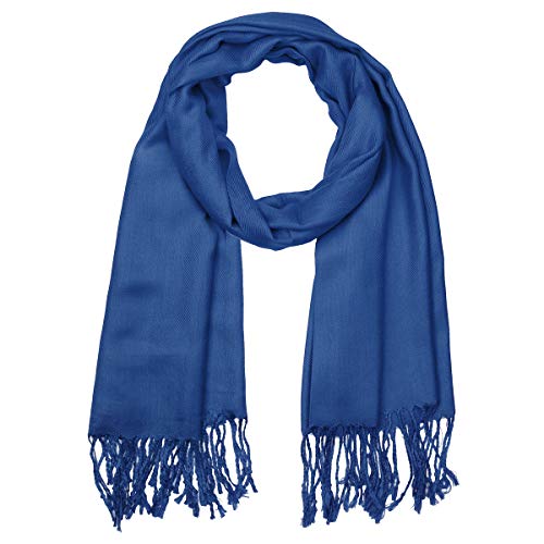 Falari Women's Soft Solid Color Pashmina Shawl Wrap Scarf, for Wedding, Bridesmaid Gifts, Evening Dress - color: Light Navy