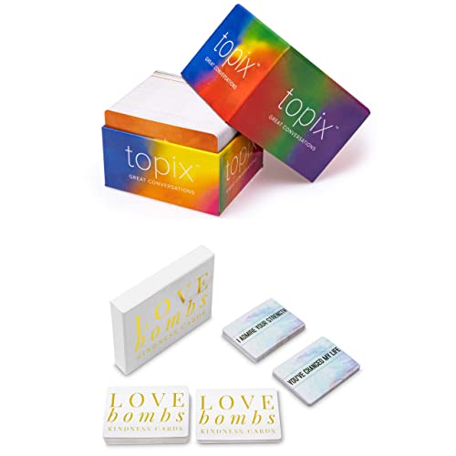 Better Me Empowering Card Deck Bundle - TOPIX Great Conversation Starters + Love Bombs Kindness Cards