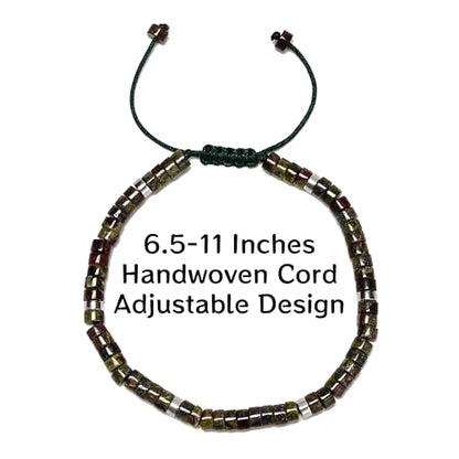 Mixed Gemstone Adjustable Braided Beaded Bracelet for Women, 2x4mm Heishi Disc Natural Healing Stone Summer Beach Jewelry, Yoga Gift for Her - color: Dragon Blood Jasper
