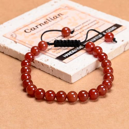 MASSIVE BEADS Handmade Yoga Natural Stone Crystal Healing Power Energy Gifts for Unisex Adult Bracelet Macrame Adjustable - color: Carnelian(Luck), size: 8mm