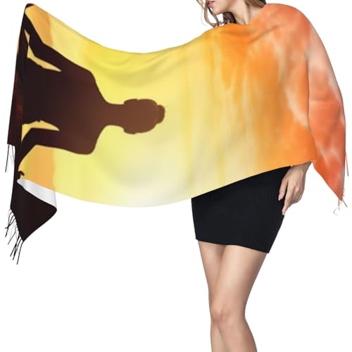 Yoga Meditation Scarf for Women Winter Warm Scarves, Cashmere Feel Tassel Fashion Scarfs, Pashmina Shawl and Wraps