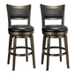 PrimeZone Swivel Bar Stools Set of 2, 24 Inch Counter Height Barstools, Black Faux Leather Bar Stool with High Backrest & Solid Wood Legs & Wrap-around Footrest, Counter Stools for Kitchen Island, Pub - size: 24" Counter Height