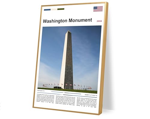 poster original design Washington Monument(30"x20" Wrapped Canvas) wall art Washington DC photography USA capital landmark picture American history scenery patriotic home decor landscape - color: Washington Monument, size: 30"L x 20"W