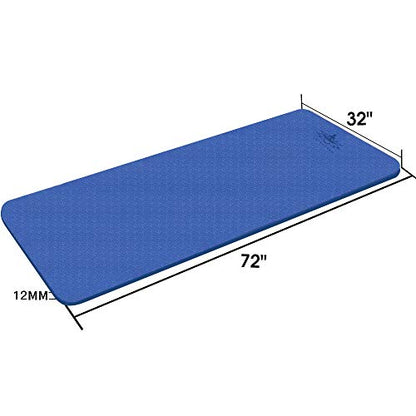 Hatha Yoga Extra Thick TPE Yoga Mat - 72"x 32" Thickness 1/2 Inch -Eco Friendly SGS Certified - With High Density Anti-Tear Exercise Bolster For Home Gym Travel & Floor Outside - color: Blue
