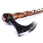 Two-Handed Viking Battle Axe with EN45 Spring Steel Skegg Bearded Axe Head, Teakwood Shaft with Hand-Engraved Norse Runes – The Skeggøx