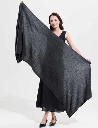 Soft Cashmere Blend Wrap Chic Scarf Stole for Women Wayfarer Travel Extra Large 87"x28" - color: Charcoal Gray