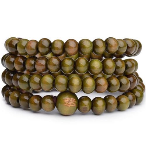1PCS 6MM Bead Bracelets for Men and Women Unisex Mala Bracelet Beaded Tibetan Prayer Buddha Bead for Meditation - color: Green02