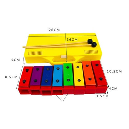 Medium Plastic Yellow Box 8-Tone Brick Colorful Soundboard Glockenspiel Percussion Instrument Glockenspiel Percussion Instrument