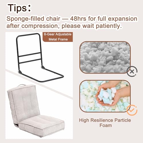 Adjustable Floor Chair with Back Support, 6-Position, Folding Japanese Meditation Tatami Chair, Comfy Gaming Chairs for Adults, Accent Reading Chairs, Living Room, Bedroom, Light Grey - color: Light Grey