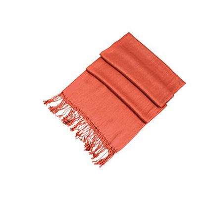 Sakkas Large Soft Silky Pashmina Shawl Wrap Scarf in Solid Colors - color: Rust