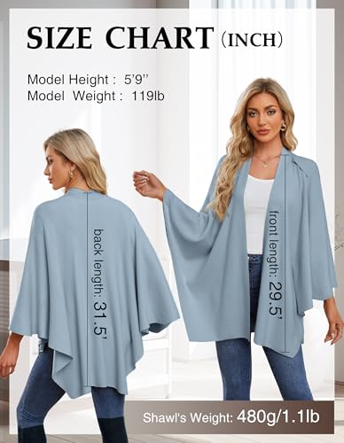 PULI Womens Large Cross Front Poncho Sweater Wrap Topper Knitted Elegant Shawls Cape for Fall Winter - color: 1-blue
