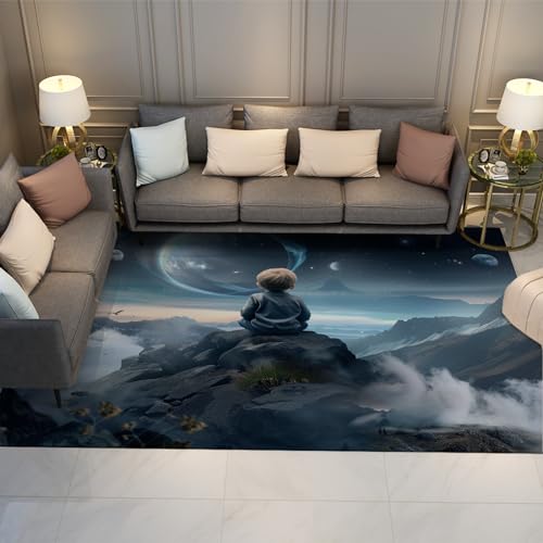 Modern Rectangle Area Rug, 5'x6' Rug Non-Slip Machine Washable Rugs Meditation Theme Yoga Mat Mountain View Prints Large Carpets - size: 5'x6' (152cm x 183cm）