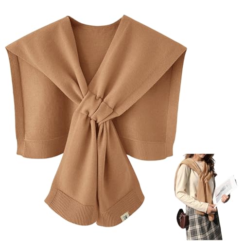 Sweater Shawl Wraps for Women Fashion Knitted Shoulder Shawls Ponchos Casual Sweaters Scarf Cape Wraps with Sleeves - color: 06 Khaki