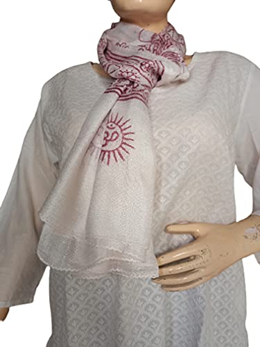 KVR Hindu Pooja Religious Cotton Indian prayer scarf with OM Krishna Ganesha Shiva Nataraja yoga spiritual auspicious prints - color: White - Krishna-3