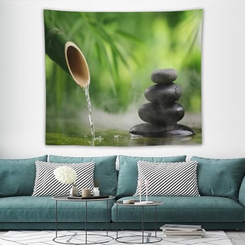 HZOHNAGO Zen Spa Tapestry Stone Bamboo Water Flow Pattern Printed Wall Tapestry Wall Hanging for Bedroom Living Room Dorm 60" W x 50" H - color: Zen Spa-1, size: 60"L x 50"W