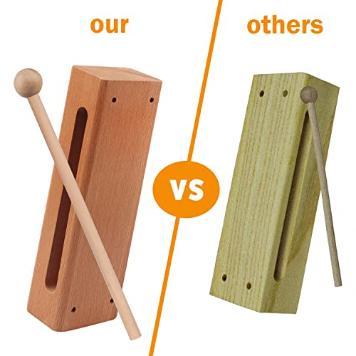 GNIEMCKIN Solid Wood Rhythm Block, Set of 3, Solid Wood Rhythm Block Musical Percussion Instrument Perfect for Rhythm Classes with 3 Pack of Mallet Solid Hardwood - size: 3 Pack
