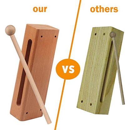 GNIEMCKIN Solid Wood Rhythm Block, Set of 3, Solid Wood Rhythm Block Musical Percussion Instrument Perfect for Rhythm Classes with 3 Pack of Mallet Solid Hardwood - size: 3 Pack