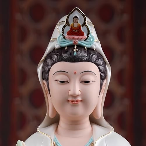 Top Ceramic Guan Yin Statue - Handmade Quan Yin, Kwan Yin, Quan Am, Kuan Yin for Meditation Altar, Female Buddha Statue - Goddess of Mercy and Compassion, Chinese Decor, Chinese Gifts - size: Large