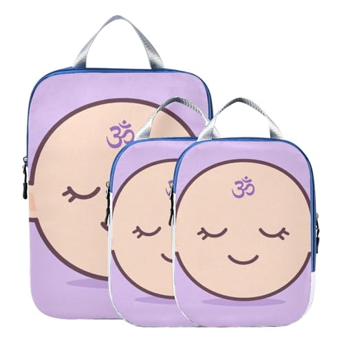 Portable 3 Set Packing Travel Bags Polyester Closet Organizer Bag, Meditation Zen Look (3 Set) - color: Meditation Zen Look
