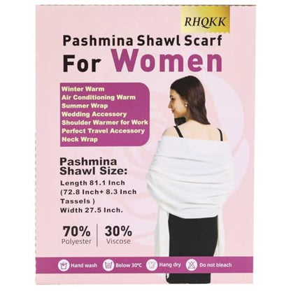 Pashmina Shawl and Wraps for Evening Dresses Resemble Cashmere Scarf for Women Wedding Winter Warm Shawls - color: Cream