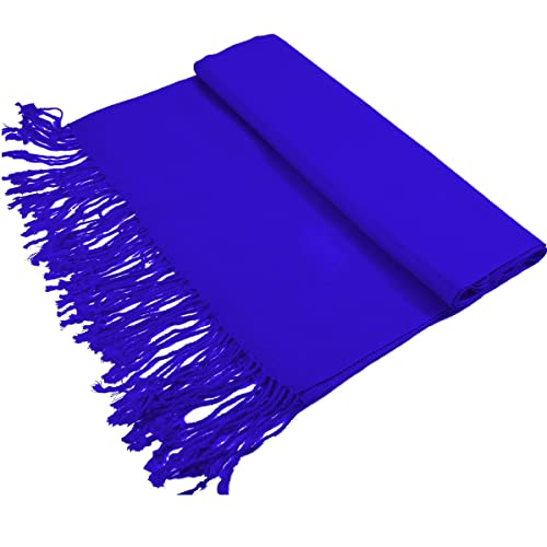 Glory Max Women Large Soft Silky Pashmina Shawl Wrap Scarf in Plain Solid Colors - color: Royal Blue