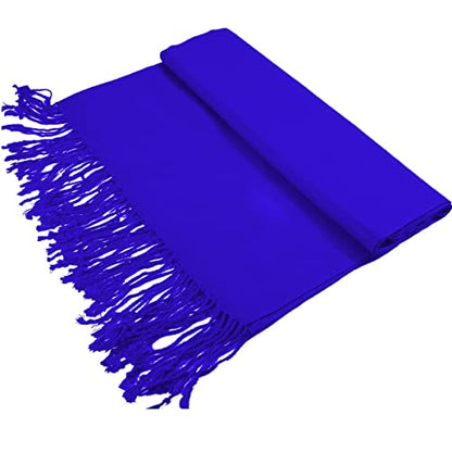 Glory Max Women Large Soft Silky Pashmina Shawl Wrap Scarf in Plain Solid Colors - color: Royal Blue