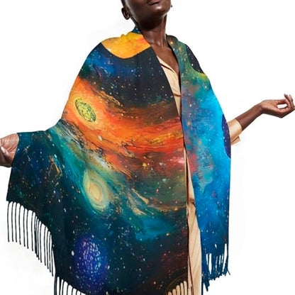 Meditating Cosmic Psychedelic Classic Scarf Soft Shawl Wraps for Women Warm Winter Accessories