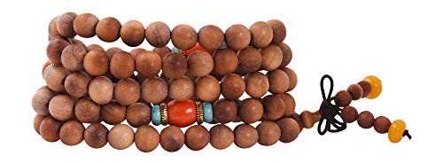 Mandala Crafts Natural Wood Mala Beads Necklace – Japa Mala Beads 108 Necklace – 108 Mala Beads Bracelet Mala Prayer Beads Necklace for Men Women Mala Meditation Beads