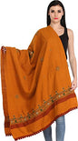 Exotic India Women's Pure Wool Shawl from Kutch with Central Embroidered Chakra and Mirrors Ethnic Design Stole, Scarves