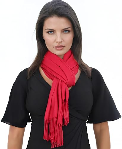 Ocomfly 100% Pashmina Scarf for Women - Premium Womens Scarves - Gift Boxed - Shawls or Wraps - Ultra Soft and Warm - color: Wine Red