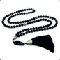 Mala Prayer Beads - Mala Necklace - Tibetan Mala Prayer Beads Meditation Beads Yoga Necklace - color: NATURAL BLACK AGATE STONE - 8MM - 108 BEADS