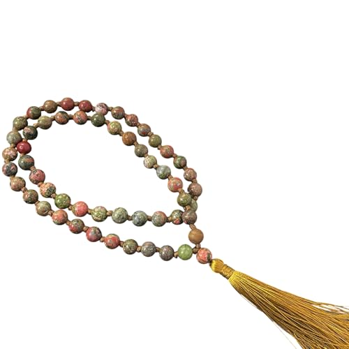 Certified Unakite 108 Beads meditation mala Jaap Mala Knotted Prayer Necklace, 108 Beads Mala Necklace For Yoga, Heart Chakra Necklace