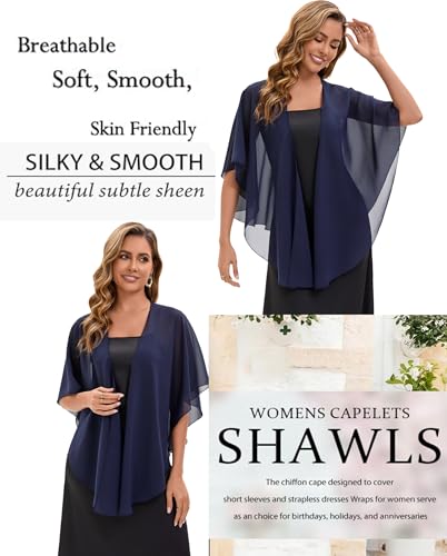 Baoqiya Chiffon Shawl Evening Scarf Shawls and Wraps for Women Wedding Party Bridal Scarves Cover Ups - color: Navy