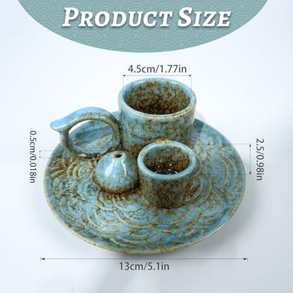 4-in-1Blue Ceramic Palo Santo Burner Holder - Small Incense Burner & Smudge Tray Bowl for Incense Sticks/Cones & Sage - Ideal for Meditation Rooms,Zen and Aromatic Scents - Matches Compatible - color: Palo-incense-dish-blue