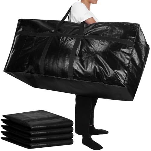 Windyun 4 Pack 57 Gallon Extra Large Moving Bags XXL Heavy Duty Storage Bag with Strong Zipper Handle Jumbo Big Tote Box Foldable for College Dorm Travel Clothes Duffle Blanket Pillow(Black) - color: Black, size: 57 Gallon