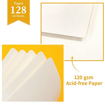 Blank Journal/Notebook - Classic Notebook/Journal with Ribbon Divider, Hardcover with Thick Paper, 5.3'' x 8.26'', Banded + Pen Holder +Inner Pocket - Yellow - color: Yellow, size: Unruled