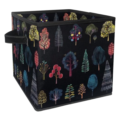 Storage Bags,Clothes Storage Bins Foldable with Handle,1-Pc,Colored Abstract Leaves Tree