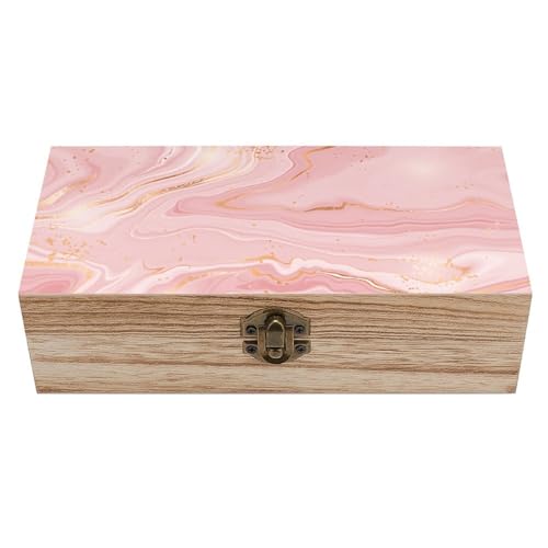 Pink Gold Marble Wooden Storage Box Decorative Trinket Keepsake Box Wood Jewelry Organizer Box for Bedroom Office with Hinged Lid And Front Clasp - color: style-14