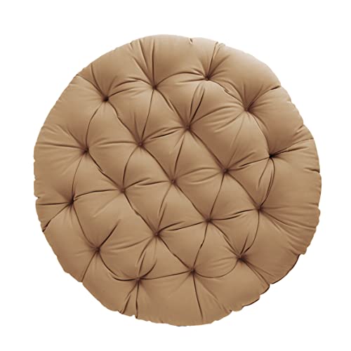 Sorra Home Tufted Papasan Cushion - Bucket & Moon Chair Comfy Round Cushion - Floor Pillow with Plush Foam for Indoor Furniture (Frame Not Included) - Khaki (48" x 48" x 4") - color: Khaki, size: 48 in x 48 in x 4 in
