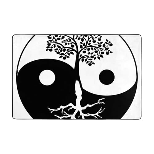 Tree of Life Yin and Yang Super Soft Flannel Area Rug - Multi-Use Floor Mat for Bedroom, Yoga Corner & Play Spaces - size: 72"x48"