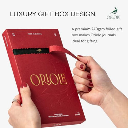 Oriole Vegan Leather Ruled Notebook - Racing Green | 176 Pages of Thick Lined Paper | Soft Touch Hardcover Journal (5 x 8 in) with Gold Foil Bird Design & Luxury Gift Box - color: Racing Green
