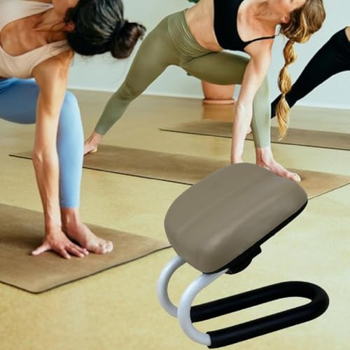 Ergonomic Kneeling Mation Bench with Slip Pad, Portable L Frame & Pu Leather Cushion, Ideal for Stretching, Mindfulness Ptice, Light Turquoise for S Beige 10.83inch