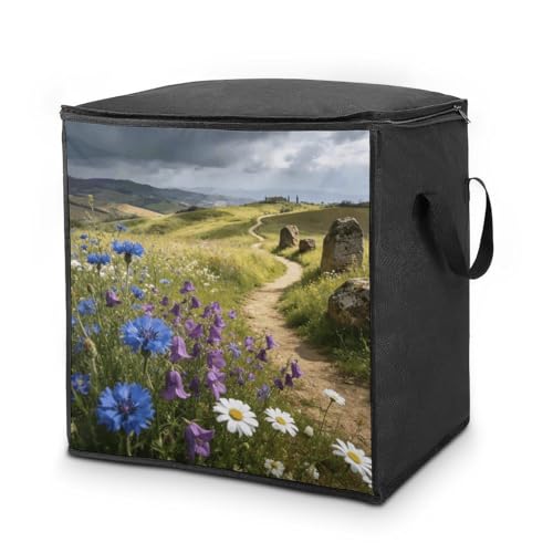 Cloud Shadow Hill Storage Bag Portable Closet Organizer Storage Bags Quilt Storage Bags with Zippered Breathable Storage Bag with Carry Handles for Blanket Pillow Bedding